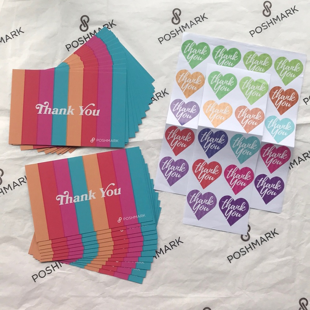 Poshmark Summer Thank You Cards & Stickers bundle NEW
